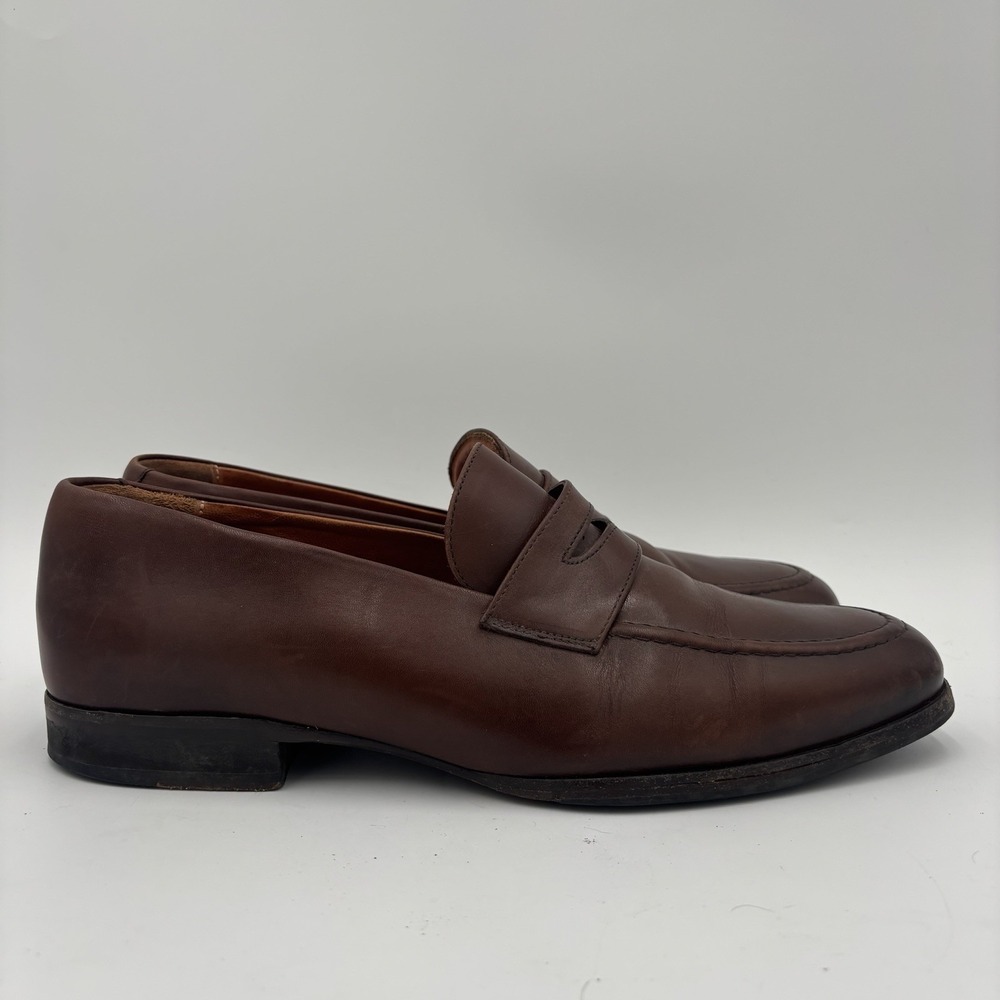 WOLF & SHEPHERD Ringer Penny Loafers Leather Brown Dress Shoes Men's 10.5